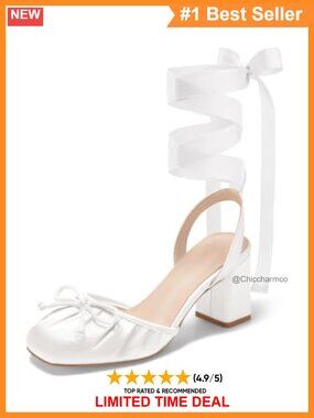 Satin Ballet Heels Bow Square Toe Block Heel Lace-Up Pumps
